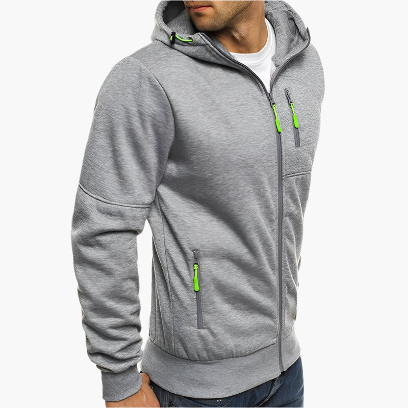Herren Kapuzenjacke Sportlich Freizeit Hoodie mit Reißverschluss und Taschen