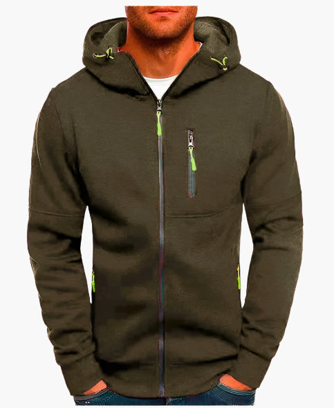 Herren Kapuzenjacke Sportlich Freizeit Hoodie mit Reißverschluss und Taschen