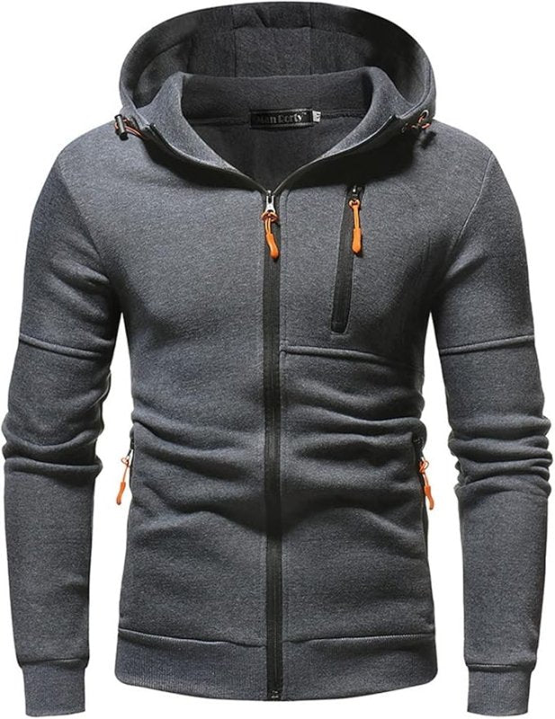 Herren Kapuzenjacke Sportlich Freizeit Hoodie mit Reißverschluss und Taschen