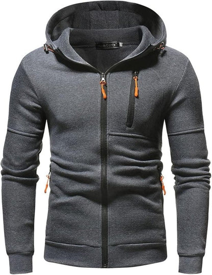 Herren Kapuzenjacke Sportlich Freizeit Hoodie mit Reißverschluss und Taschen