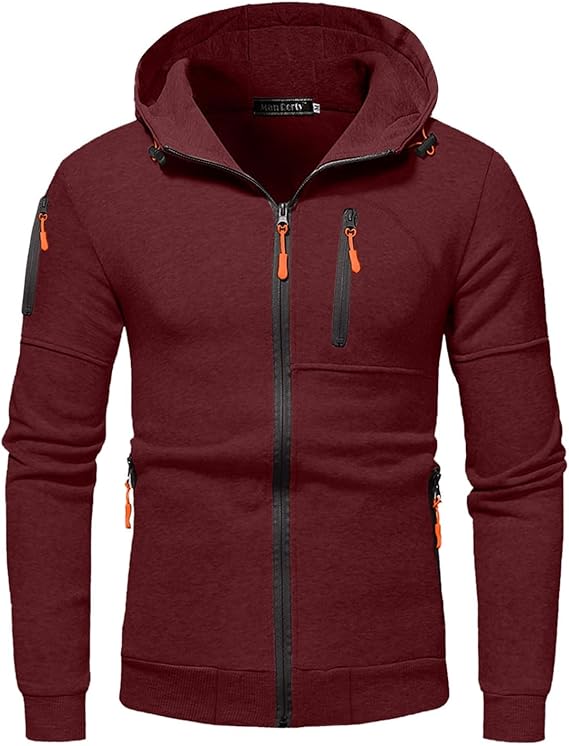 Herren Kapuzenjacke Sportlich Freizeit Hoodie mit Reißverschluss und Taschen