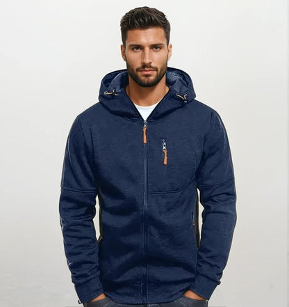 Herren Kapuzenjacke Sportlich Freizeit Hoodie mit Reißverschluss und Taschen