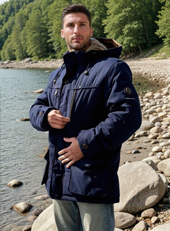 Herren Outdoor Winterjacke – Warm Gefüttert, Abnehmbare Kapuze, Vielseitige Freizeitjacke für kalte Tage