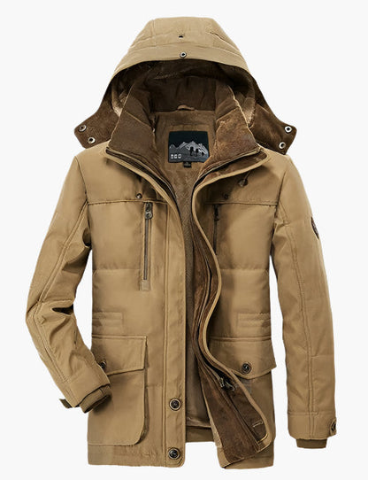 Herren Outdoor Winterjacke – Warm Gefüttert, Abnehmbare Kapuze, Vielseitige Freizeitjacke für kalte Tage