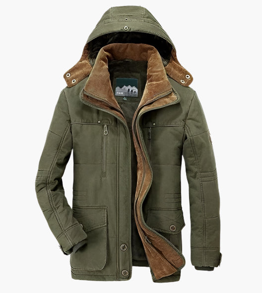 Herren Outdoor Winterjacke – Warm Gefüttert, Abnehmbare Kapuze, Vielseitige Freizeitjacke für kalte Tage