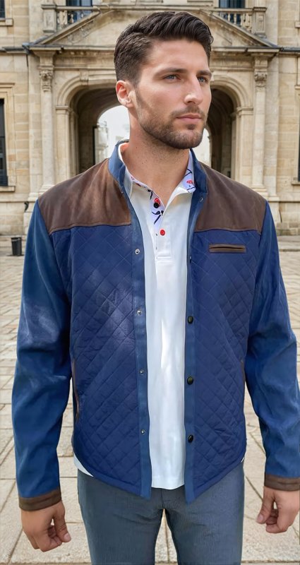 Herren Steppjacke im Patchwork-Design – Eleganter Freizeitstil für Alltag und Business