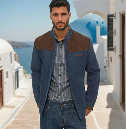 Herren Steppjacke im Patchwork-Design – Eleganter Freizeitstil für Alltag und Business