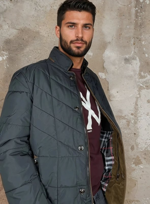 Herren Steppjacke Liddesdale – Eleganter Wintermantel mit abnehmbarem Kunstfellkragen und vielseitigen Taschen