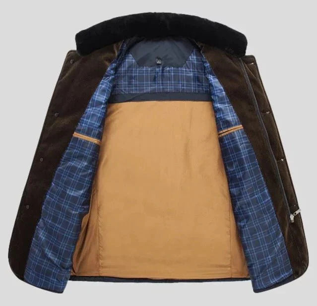 Herren Steppjacke Liddesdale – Eleganter Wintermantel mit abnehmbarem Kunstfellkragen und vielseitigen Taschen