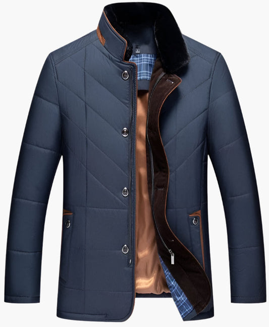 Herren Steppjacke Liddesdale – Eleganter Wintermantel mit abnehmbarem Kunstfellkragen und vielseitigen Taschen