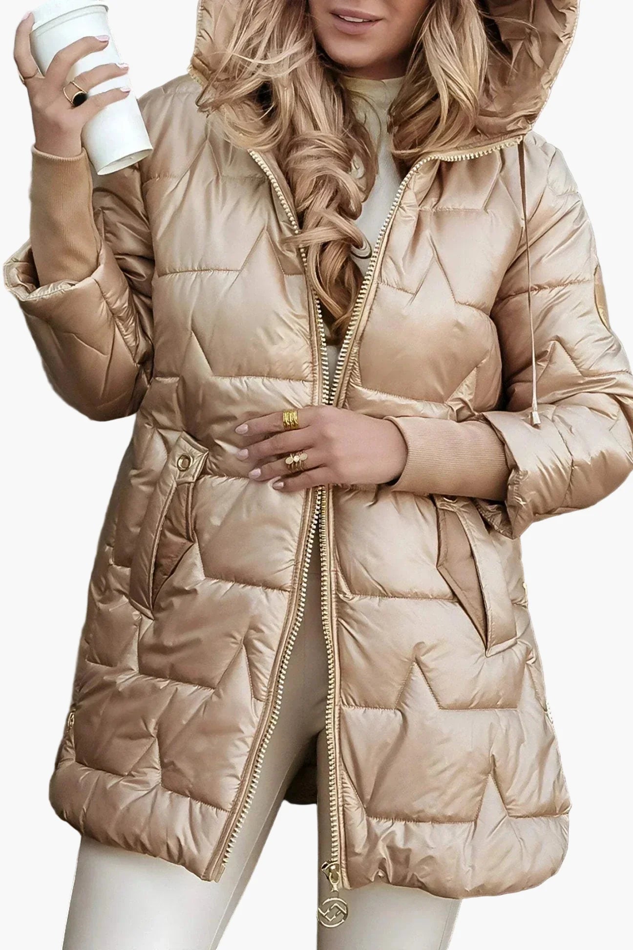 Damen Steppjacke mit Kapuze – Elegante Übergangsjacke für Herbst und Winter