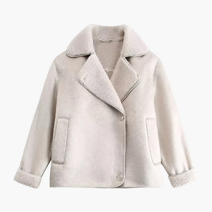 Damen Oversize Streetwear Jacke mit Teddyfutter – Modische Übergangsjacke für Alltag und Freizeit