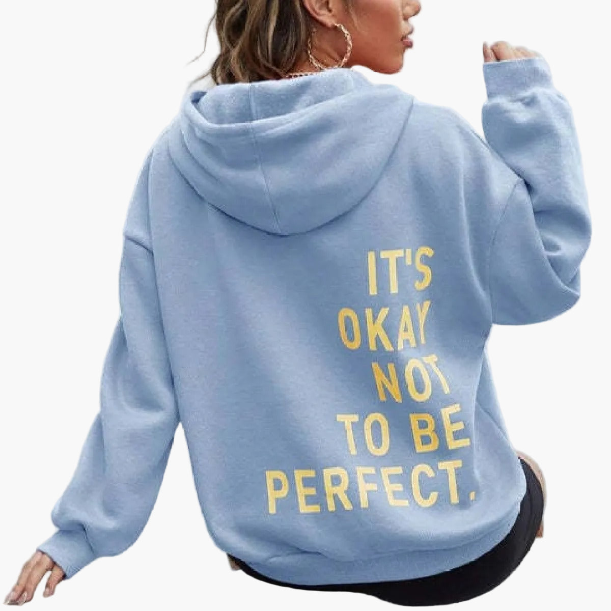 Damen Oversized Hoodie mit Spruch – Streetwear Pullover für Herbst und Winter, Motiv: It's Okay Not To Be Perfect