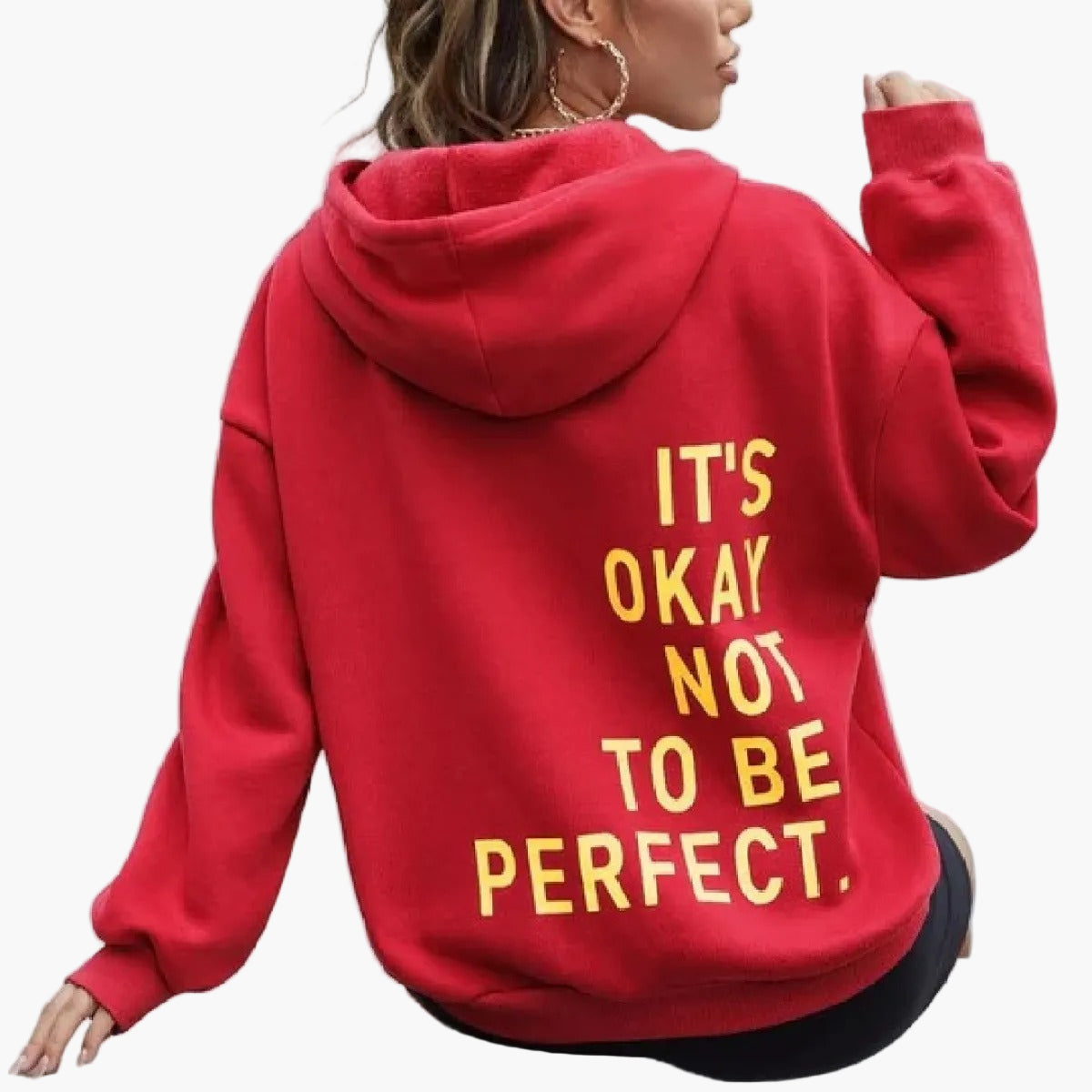 Damen Oversized Hoodie mit Spruch – Streetwear Pullover für Herbst und Winter, Motiv: It's Okay Not To Be Perfect