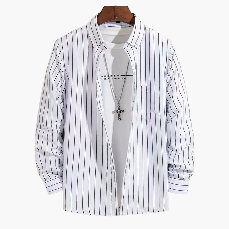 Herren Business Freizeithemd mit Streifenmuster – Modernes Langarmhemd für Büro und Alltag