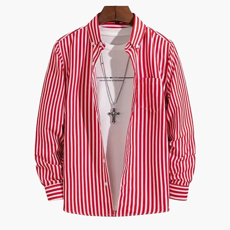 Herren Business Freizeithemd mit Streifenmuster – Modernes Langarmhemd für Büro und Alltag