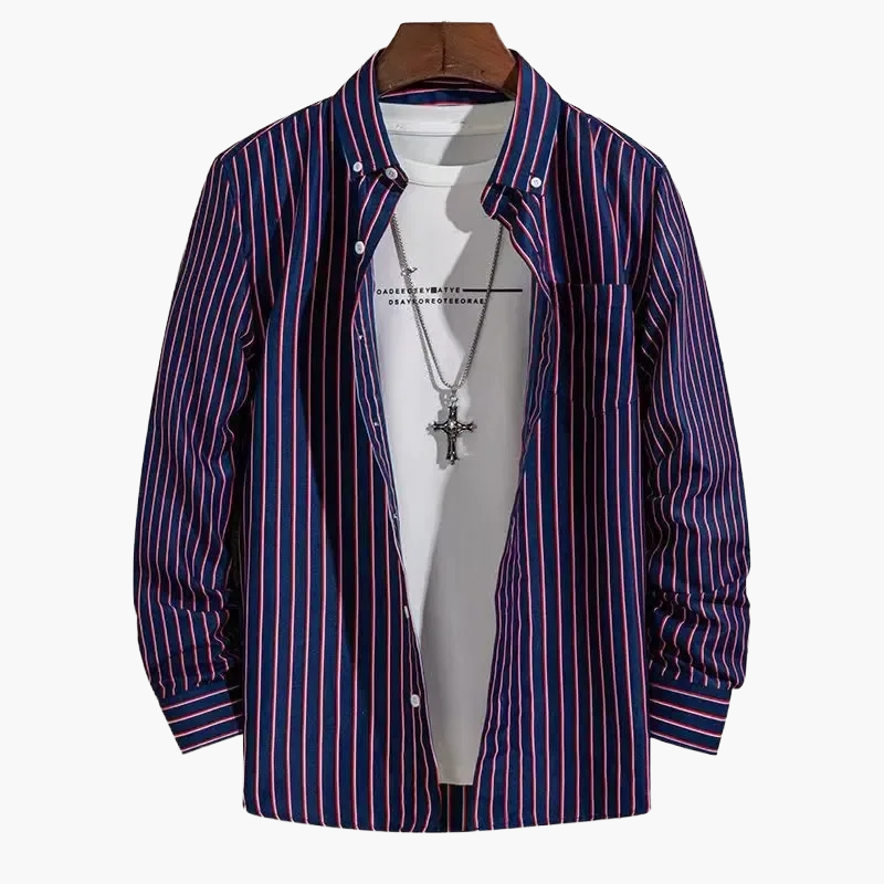 Herren Business Freizeithemd mit Streifenmuster – Modernes Langarmhemd für Büro und Alltag