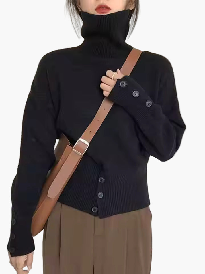 Damen Strickpullover mit Knopfleiste – Modischer Oversize Stil, ideal für Freizeit und Büro