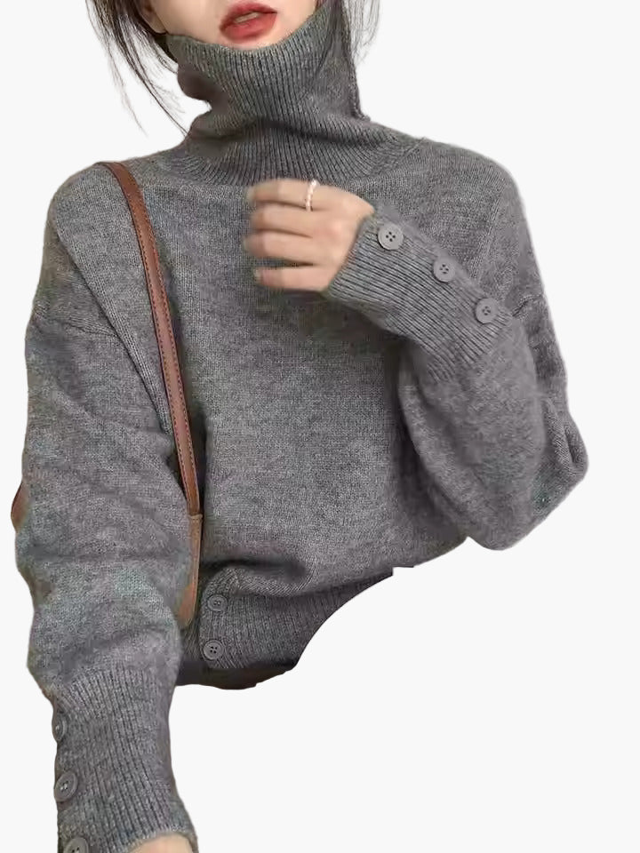 Damen Strickpullover mit Knopfleiste – Modischer Oversize Stil, ideal für Freizeit und Büro