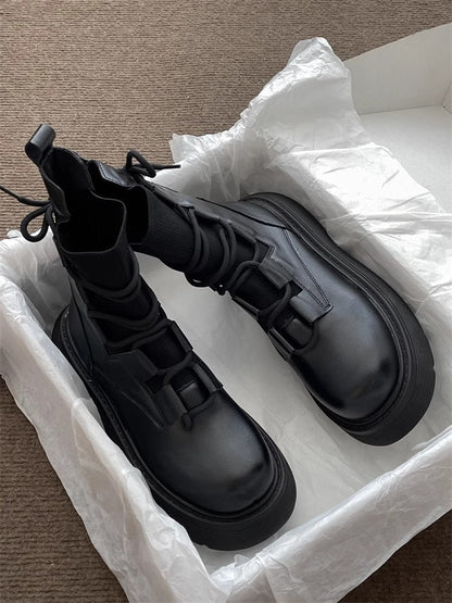 Damen Plateau-Sneaker mit Frontschnürung – Modische High-Top Freizeitschuhe für Alltag & Streetstyle