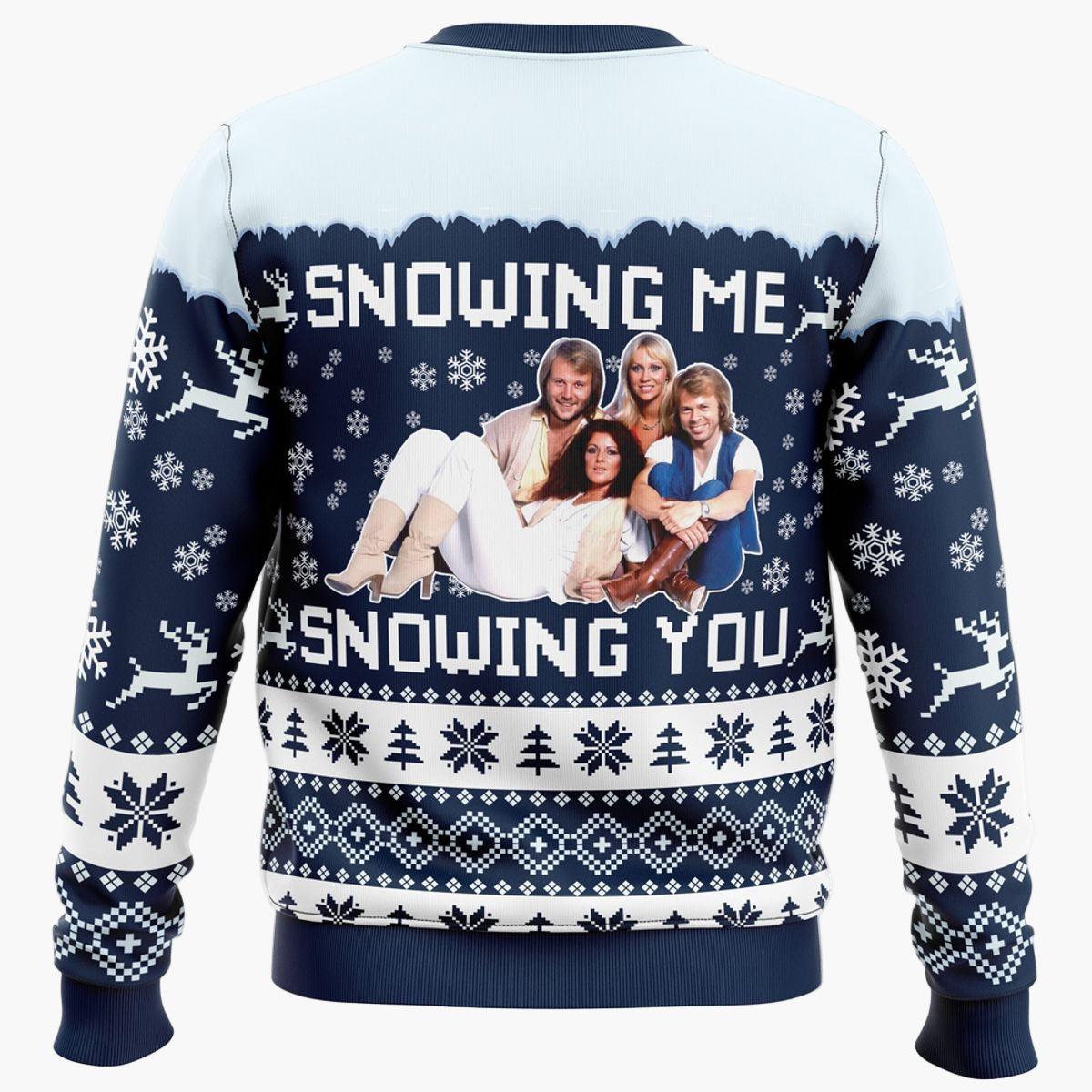 Unisex Weihnachts-Pullover ABBA „Snowing Me Snowing You“ – Lustiger Retro Ugly Christmas Sweater für Musikfans