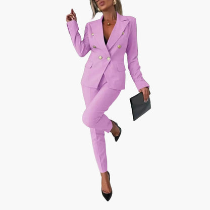 Damen Business Anzug Zweireihig mit Tailliertem Schnitt – Eleganter Hosenanzug für Büro & Abend