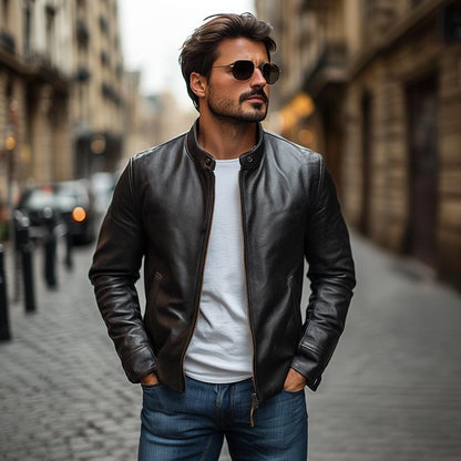 Herren Jacke Modern Slim Fit mit Stehkragen – Eleganter Freizeit- und Ausgeh-Look