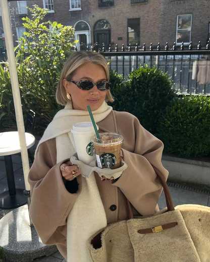 Damen Oversized Veganwollmix Mantel im Boxy Fit – Modischer Herbst/Wintermantel für stilvolle Outfits