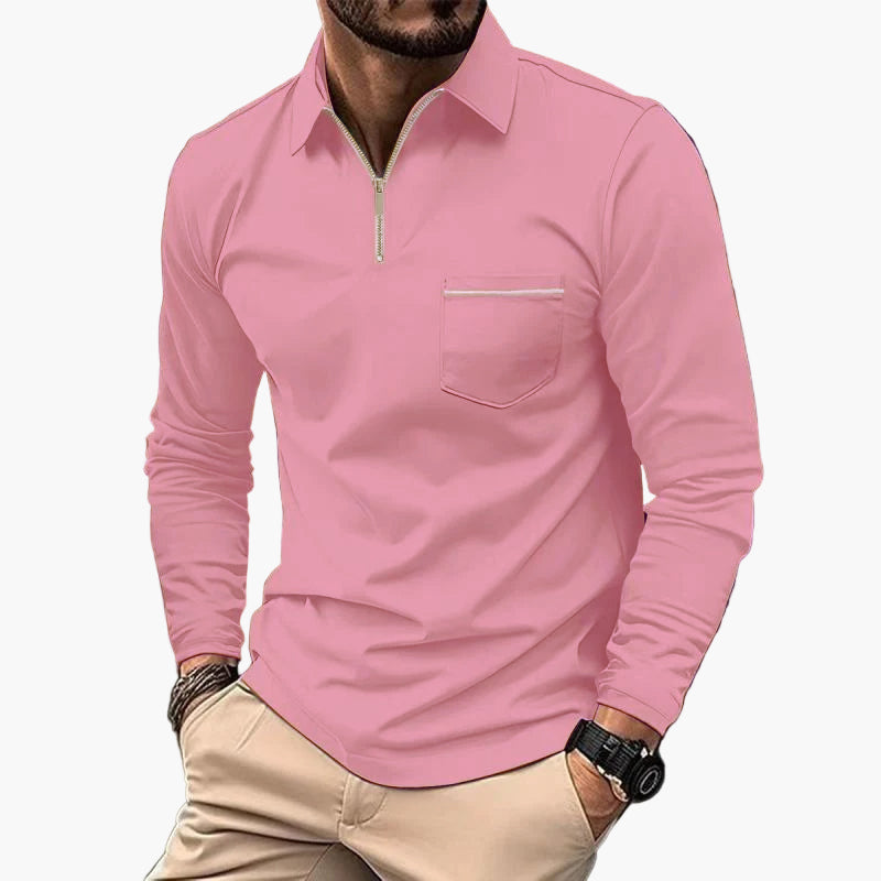 Herren Langarm-Poloshirt mit Brusttasche – Klassischer Stil für Alltag und Büro