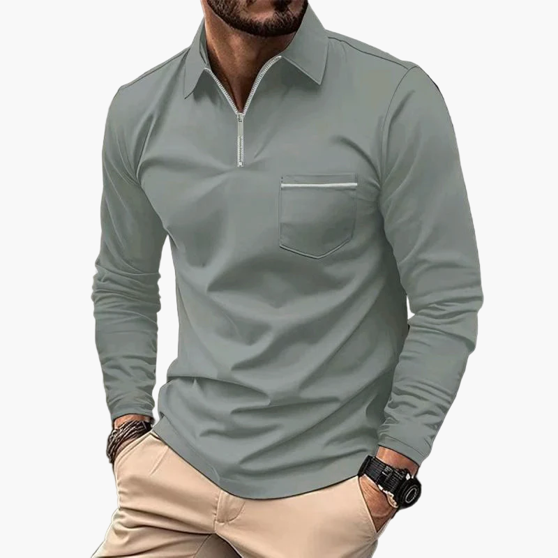 Herren Langarm-Poloshirt mit Brusttasche – Klassischer Stil für Alltag und Büro