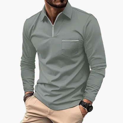 Herren Langarm-Poloshirt mit Brusttasche – Klassischer Stil für Alltag und Büro