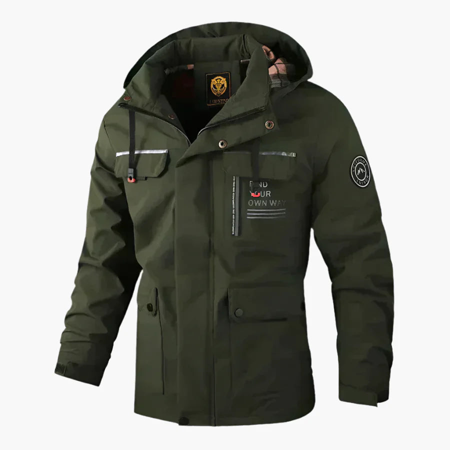 Herren Winter Outdoor Jacke – Funktionaler Parka mit Kapuze und Statement-Design für kalte Tage