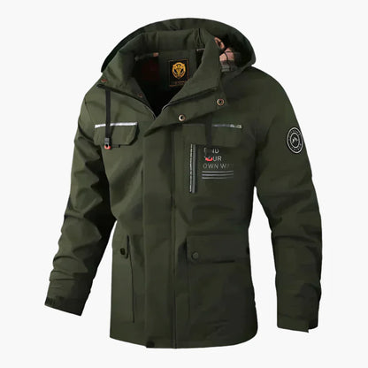 Herren Winter Outdoor Jacke – Funktionaler Parka mit Kapuze und Statement-Design für kalte Tage