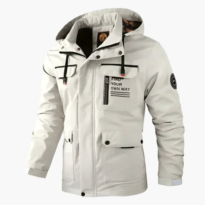 Herren Winter Outdoor Jacke – Funktionaler Parka mit Kapuze und Statement-Design für kalte Tage
