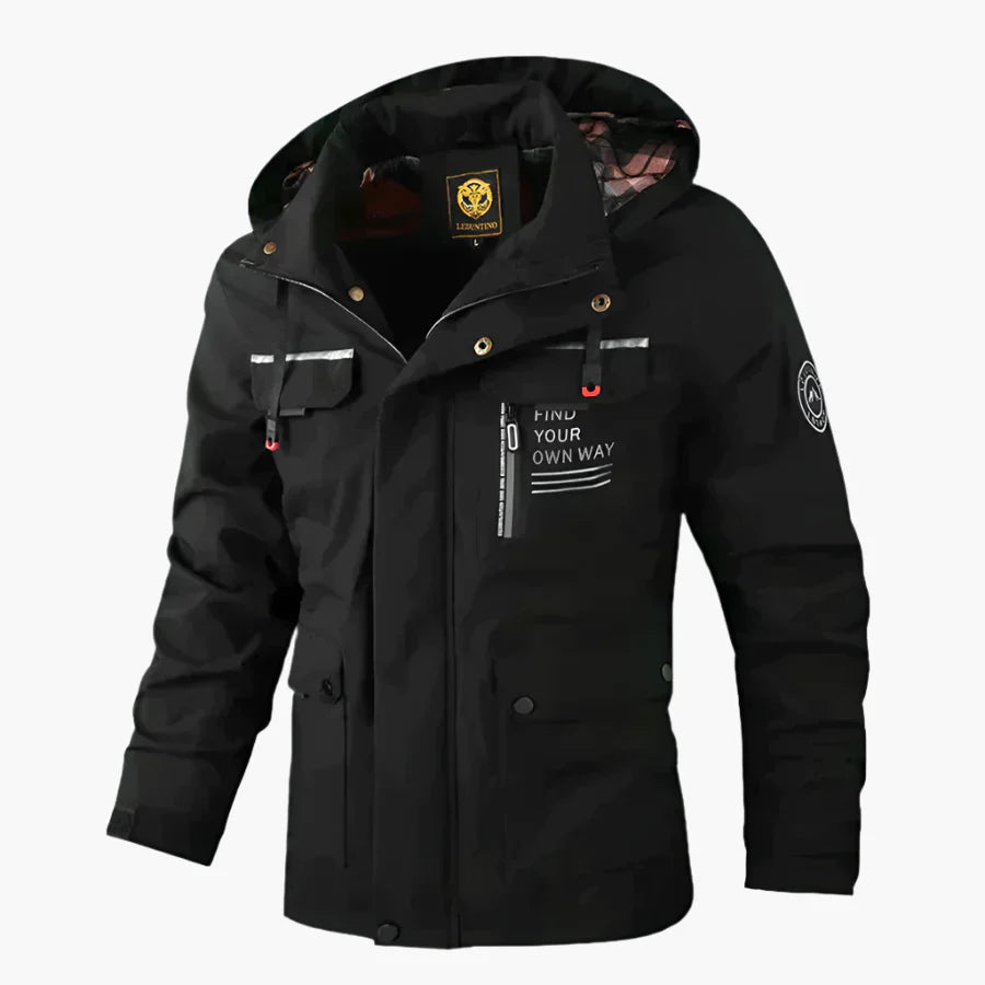 Herren Winter Outdoor Jacke – Funktionaler Parka mit Kapuze und Statement-Design für kalte Tage