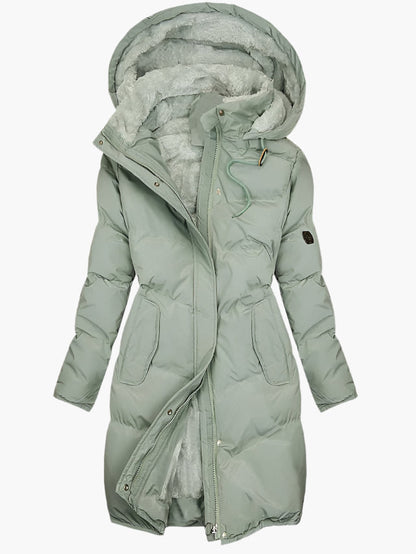 Damen Wintermantel Kapuzenparka mit Fleece-Futter – Eleganter Outdoor-Steppmantel für kalte Tage