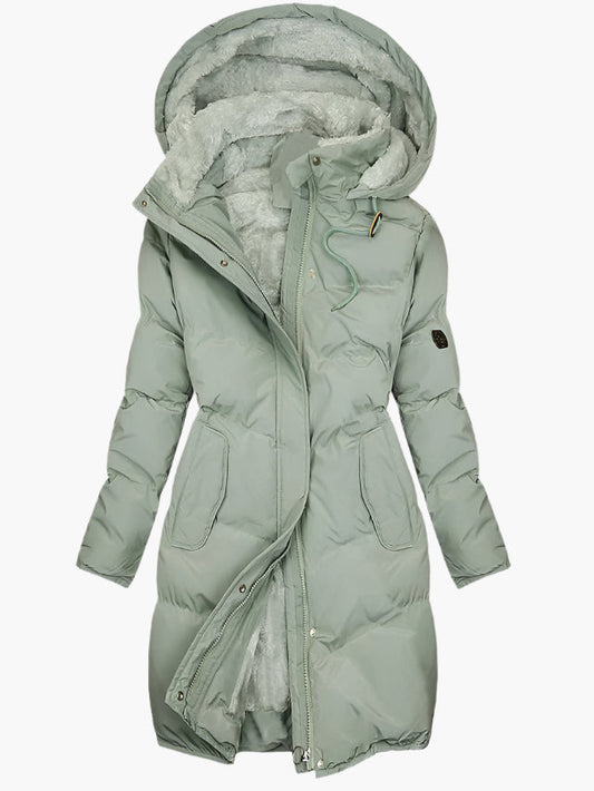 Damen Wintermantel Kapuzenparka mit Fleece-Futter – Eleganter Outdoor-Steppmantel für kalte Tage