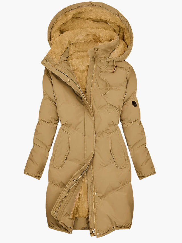 Damen Wintermantel Kapuzenparka mit Fleece-Futter – Eleganter Outdoor-Steppmantel für kalte Tage