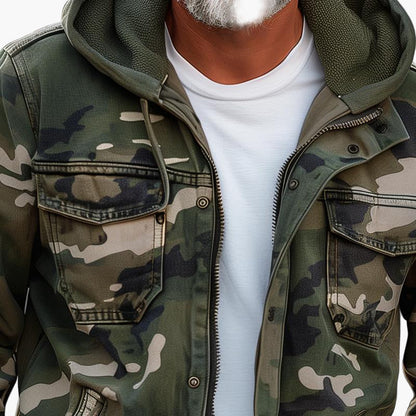 Herren Cargo-Jacke im Camouflage-Stil mit Kapuze – Outdoor & Urban Fashion