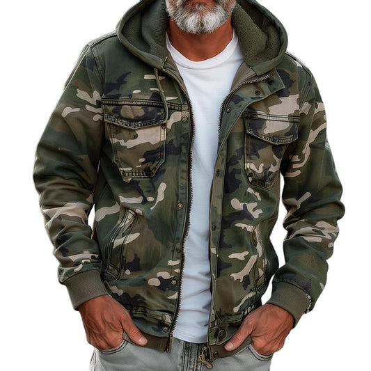 Herren Cargo-Jacke im Camouflage-Stil mit Kapuze – Outdoor & Urban Fashion