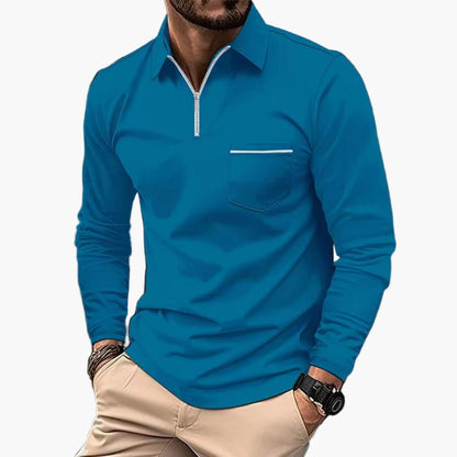 Herren Langarm-Poloshirt mit Brusttasche – Klassischer Stil für Alltag und Büro