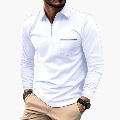 Herren Langarm-Poloshirt mit Brusttasche – Klassischer Stil für Alltag und Büro