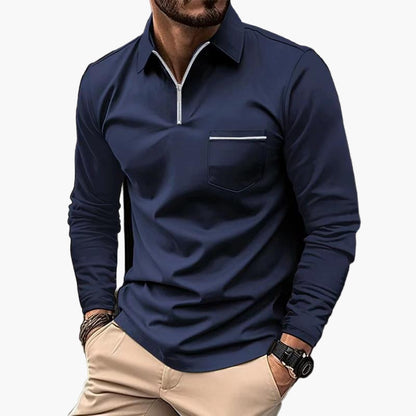 Herren Langarm-Poloshirt mit Brusttasche – Klassischer Stil für Alltag und Büro
