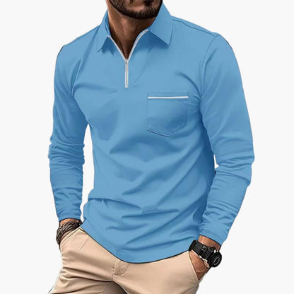 Herren Langarm-Poloshirt mit Brusttasche – Klassischer Stil für Alltag und Büro