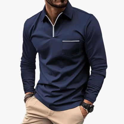 Herren Langarm-Poloshirt mit Brusttasche – Klassischer Stil für Alltag und Büro