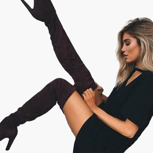 Damen Overknee-Stiefel mit hohem Schaft und Absatz