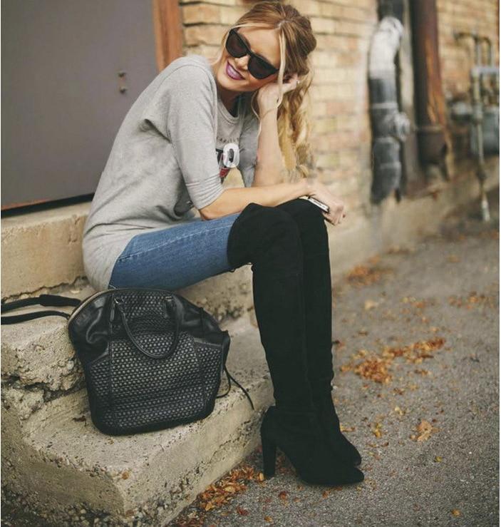 Damen Overknee-Stiefel mit hohem Schaft und Absatz