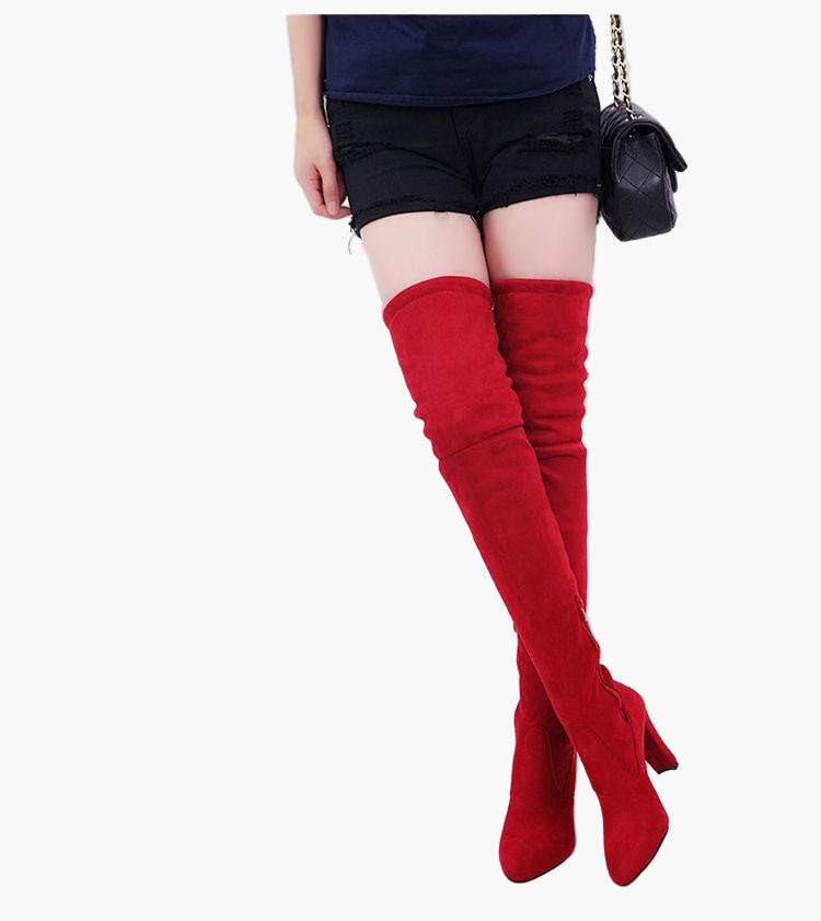 Damen Overknee-Stiefel mit hohem Schaft und Absatz