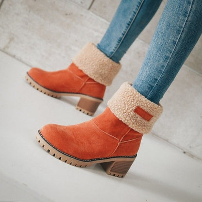 Damen Winter Stiefeletten mit Warmfutter und Faltbarem Design – Bequeme Suede Boots für Alltag und Freizeit