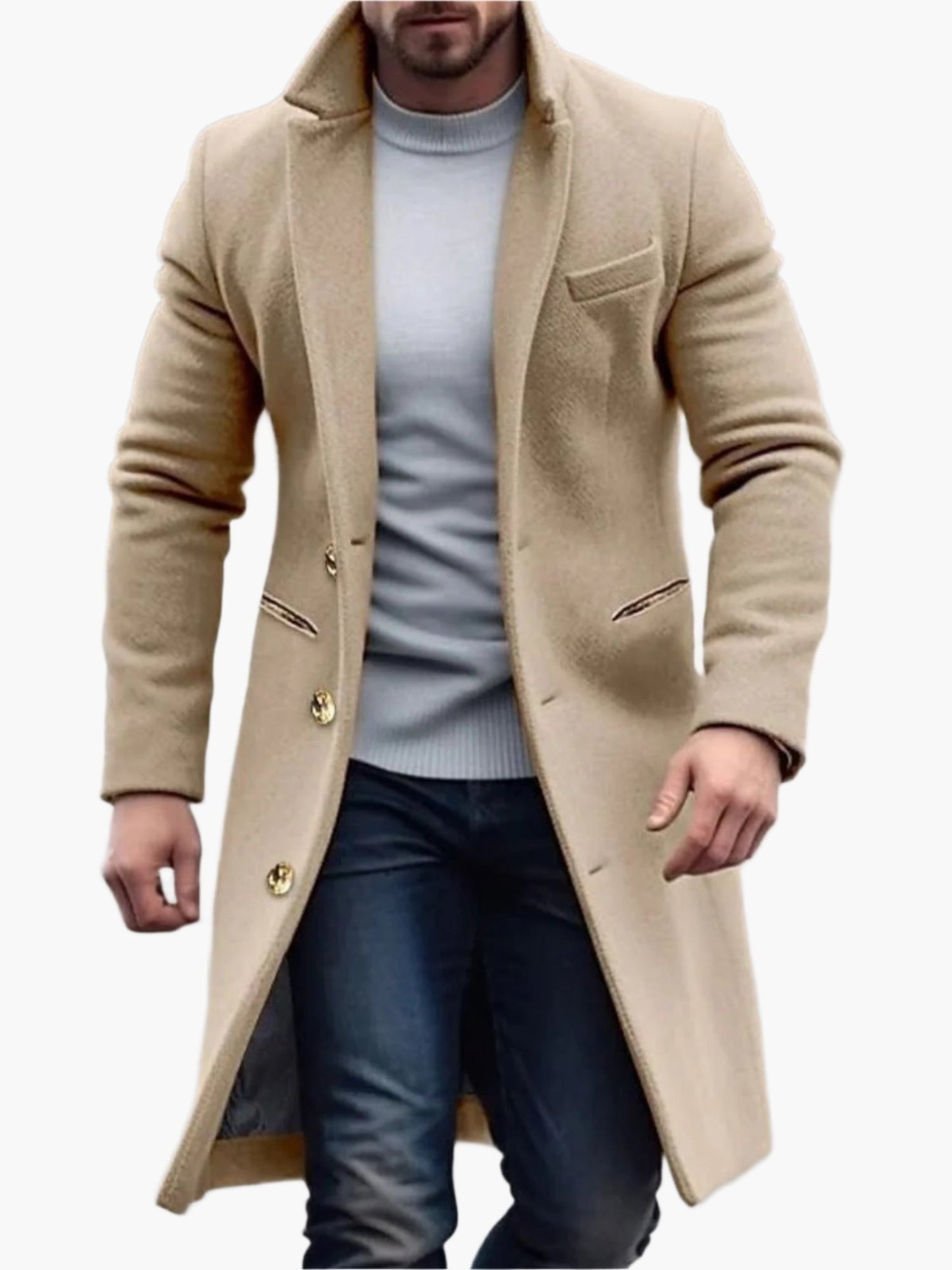 Herren Eleganter Wintermantel – Klassischer Langer Mantel für Business & Freizeit